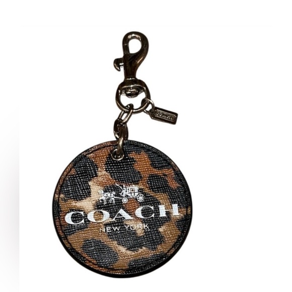 Coach Other - Coach Black & Brown Animal Print Rare Round Key Chain or Bag Charm